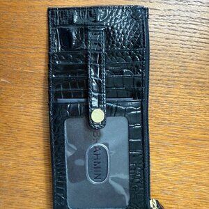 Brahmin Black Croc-Embossed Leather Wallet With ID Window & Snap Closure - Slim